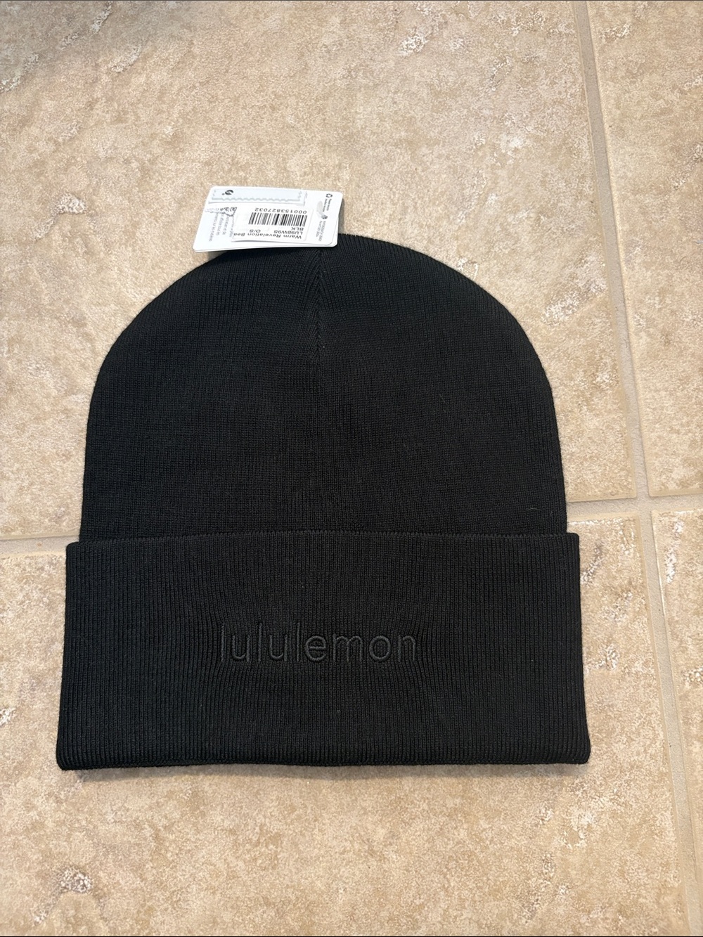 lululemon athletica Black Ribbed Cuff Beanie with Logo